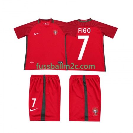 Fußballtrikots Portugal FIGO 7 2016 Retro Kinder Heim Trikotsatz
